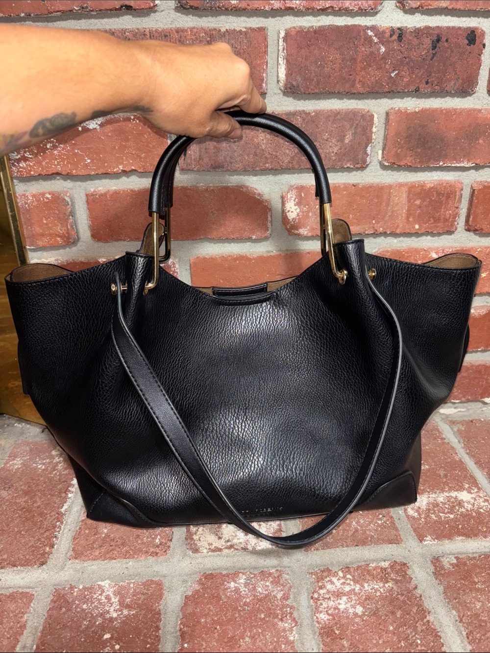 Sondra Roberts Squared Satchel Handbag Top Handles & Shoulder Strap Like New